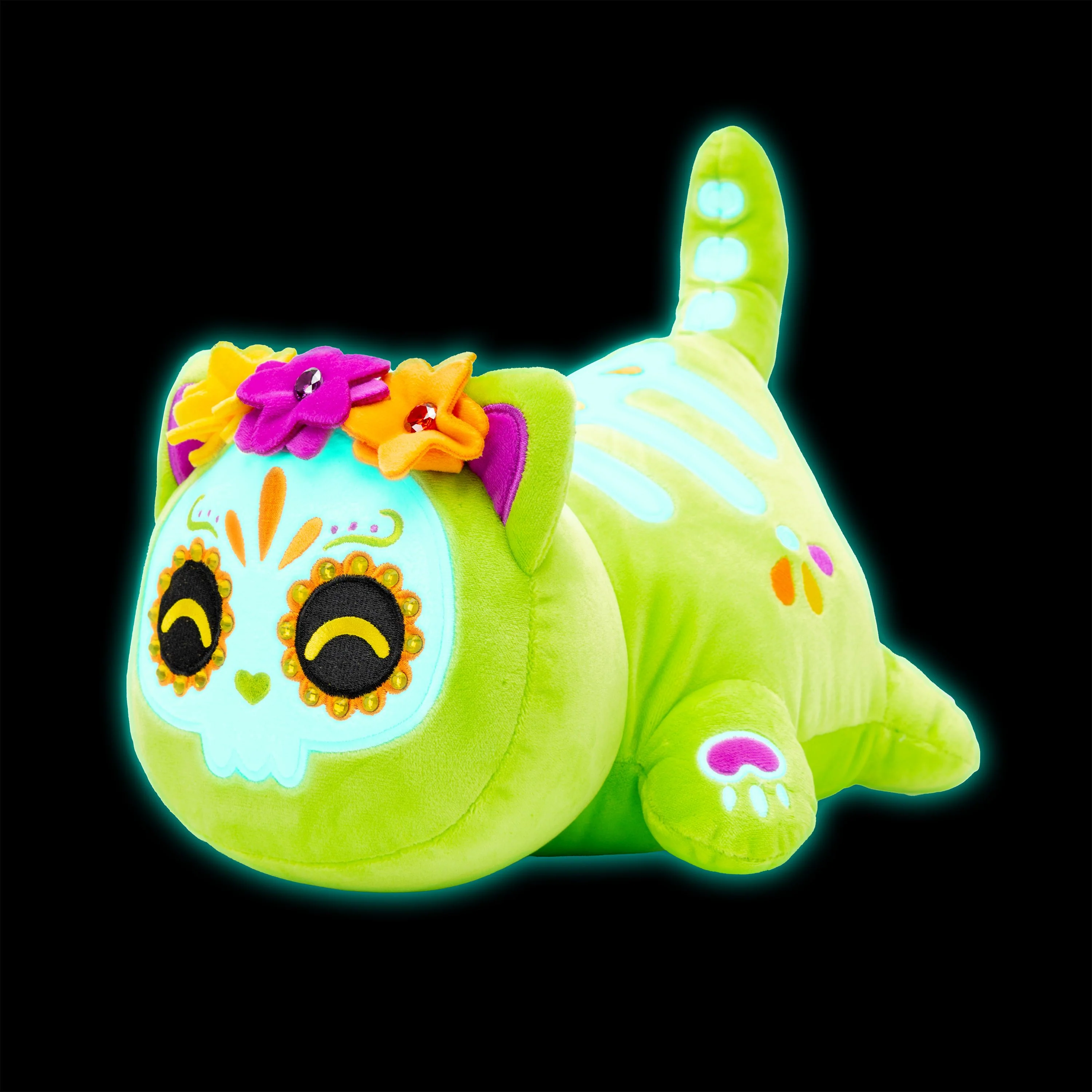 Green Sugar Skull Cat Plush - Image 3